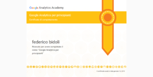 Certificazione Google Analytics Federico Bidoli