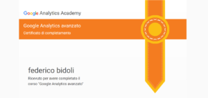 Certificazione Google Analytics avanzato Federico Bidoli
